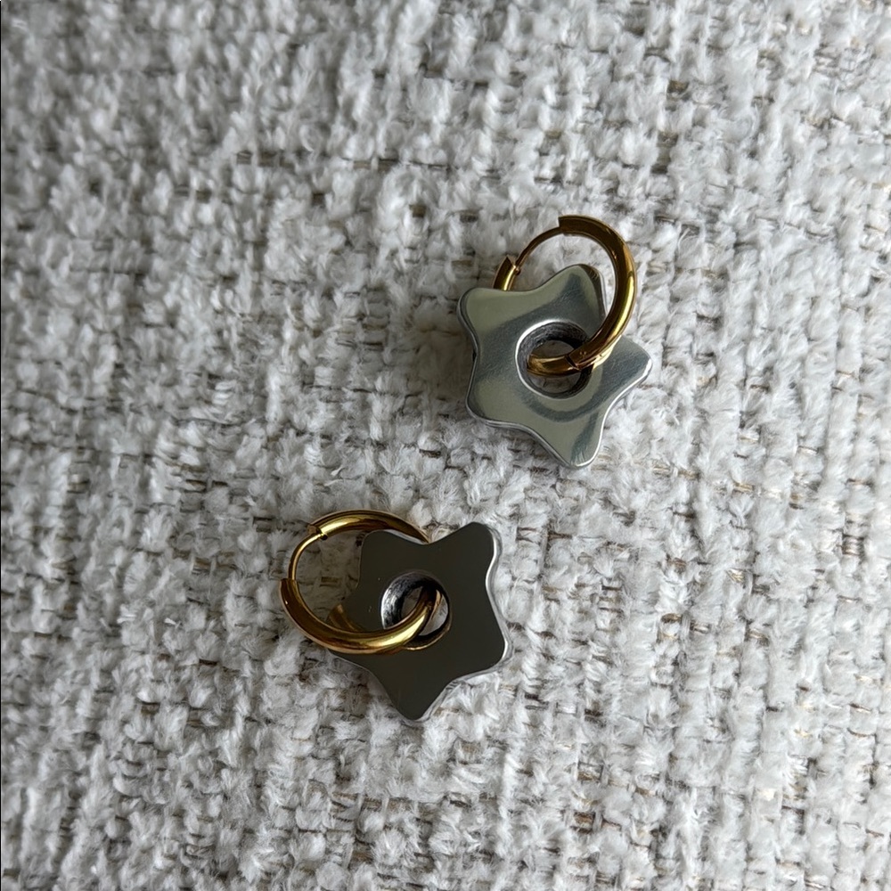 Gold and Silver Organic Star Earrings made with Recycled aluminum